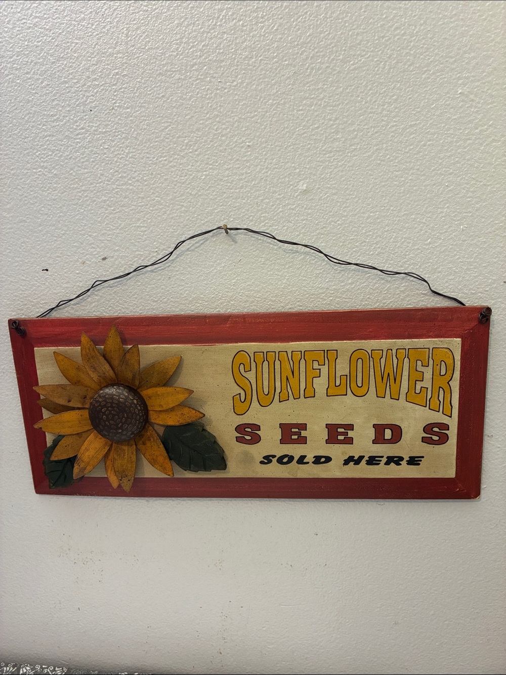 Sunflower Seeds Wall Sign - Red and Yellow Home Decor